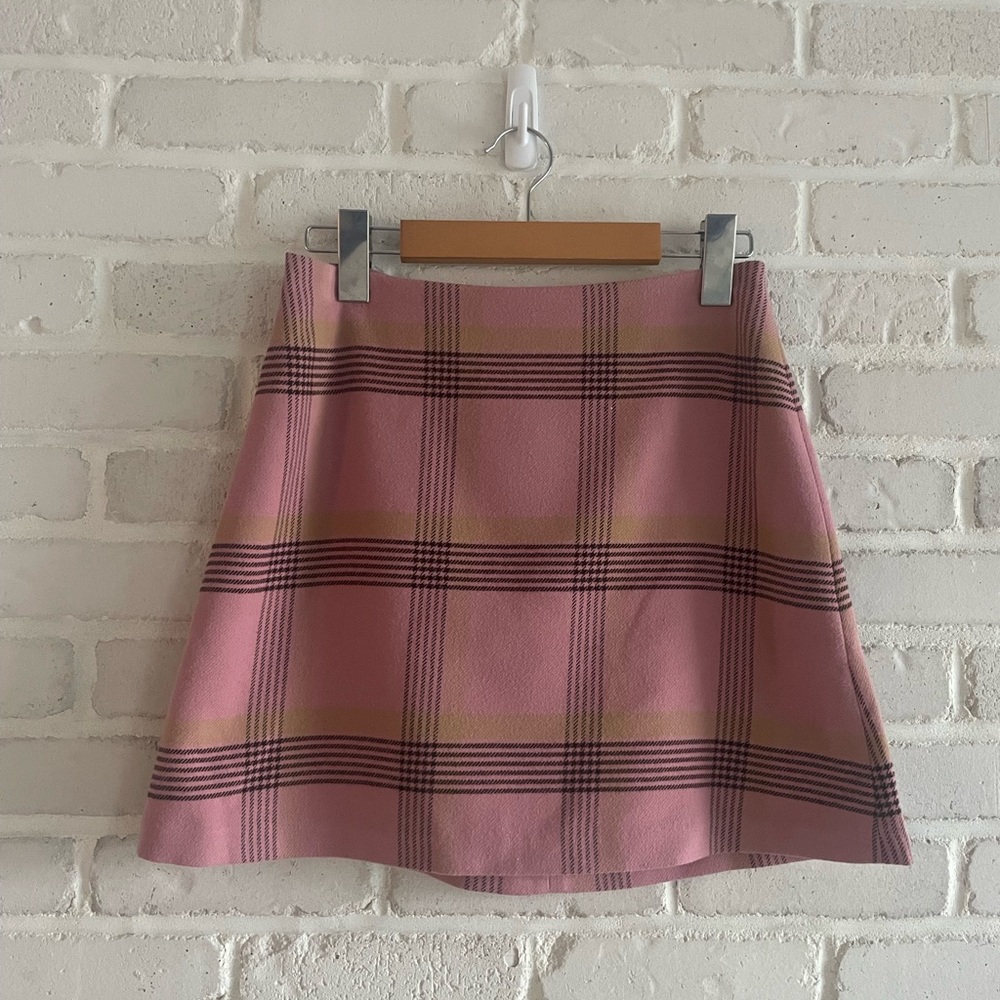 Wilfred Pink Plaid Mini Skirt, Size 4.